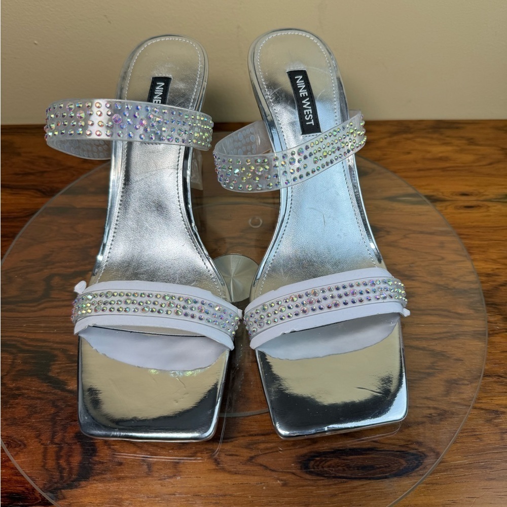 Nine West Darla Sandal in clear silver